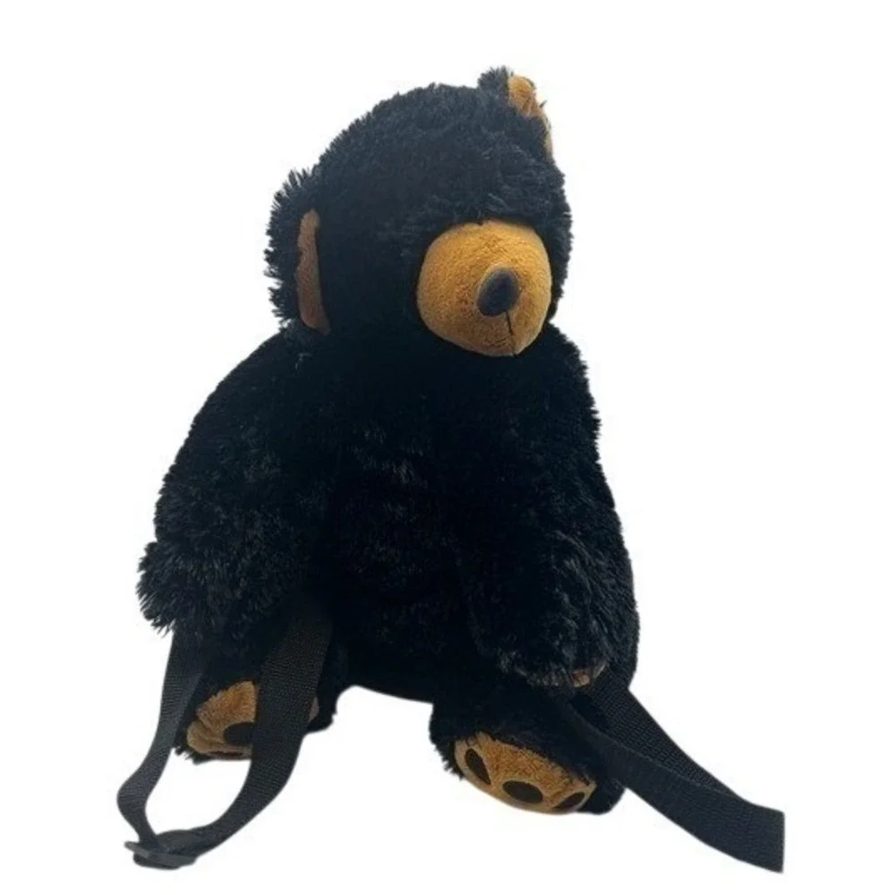 Black Bear Plush Backpack Stuffed Animal‎ Kids Bag Adjustable Straps